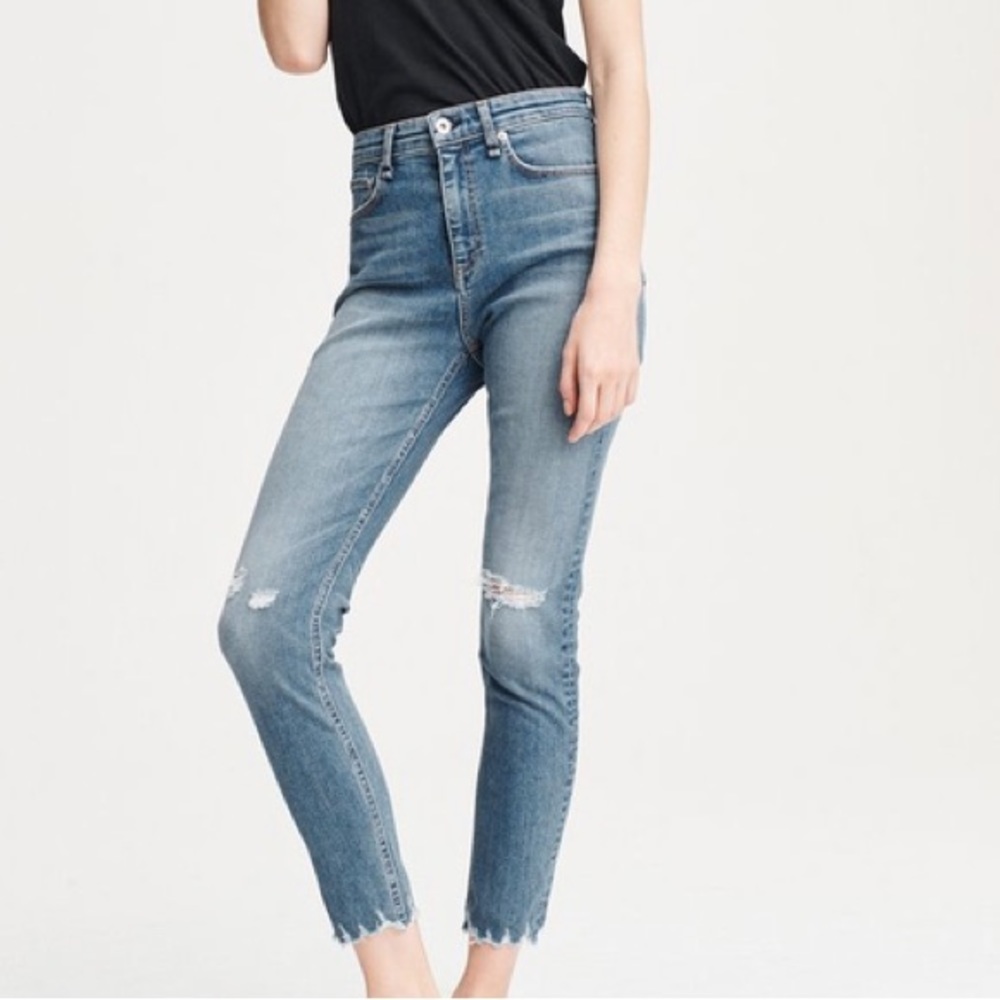 Rag & Bone Nina High Rise Distressed Ankle Skinny Jeans Sz 28 NWT